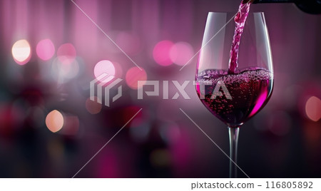 Pink Wine Pouring Into Glass 116805892