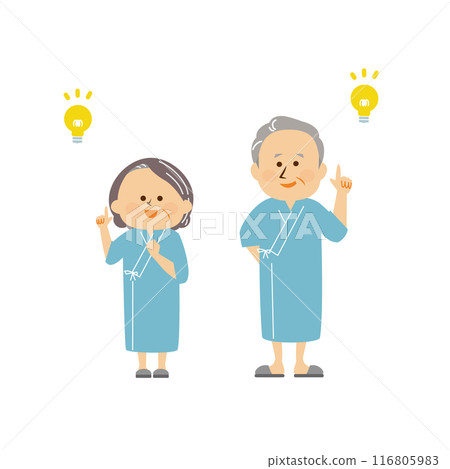 Senior couple undergoing a health check-up Cute illustration 116805983