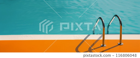 Pool Ladder Against Orange Wall 116806048
