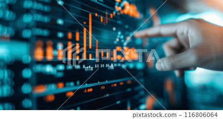 Hand Pointing at Stock Market Data 116806064