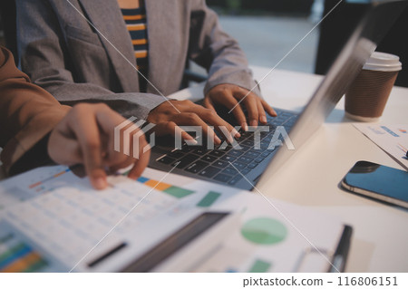 Business conference, marketing research, sales strategy analysis for business growth. and investment planning consulting. Accounting finance concept. Business conference, marketing research, sales strategy analysis for business growth. and investment planning consulting. Accounting finance concept. 116806151