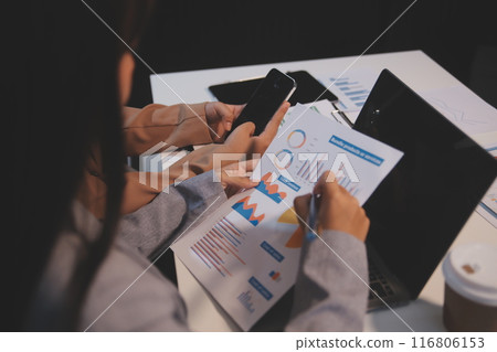 Business conference, marketing research, sales strategy analysis for business growth. and investment planning consulting. Accounting finance concept. Business conference, marketing research, sales strategy analysis for business growth. and investment planning consulting. Accounting finance concept. 116806153