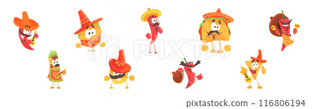 Mexican Food and Cool Vegetable Character Vector Set Mexican Food and Cool Vegetable Character Vector Set 116806194
