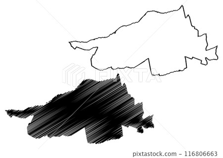 Molenlanden municipality (Kingdom of the Netherlands, Holland, South Holland or Zuid-Holland province) map vector illustration, scribble sketch map 116806663