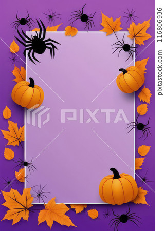 Purple halloween backround with pumpkin carving party. Purple halloween backround with pumpkin carving party. 116806936