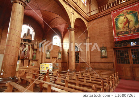 Wooden chruches in Castro on Chiloe Island, Chile 116807265