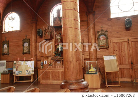 Wooden chruches in Castro on Chiloe Island, Chile 116807268