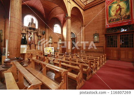 Wooden chruches in Castro on Chiloe Island, Chile 116807269