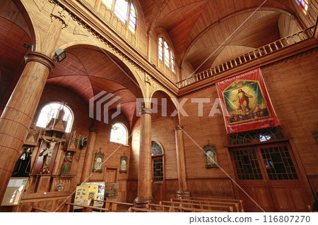 Wooden chruches in Castro on Chiloe Island, Chile 116807270