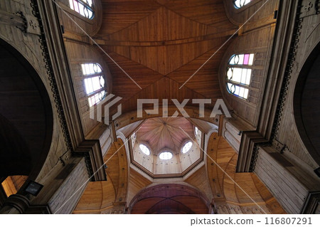 Wooden chruches in Castro on Chiloe Island, Chile 116807291