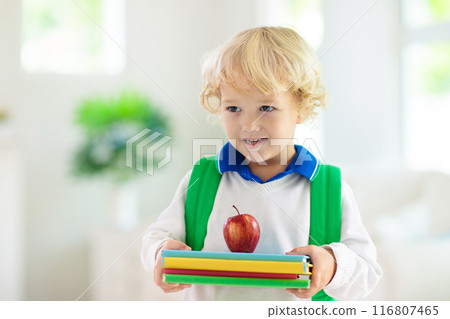 Child going back to school. Kid with backpack. Child going back to school. Kid with backpack. 116807465