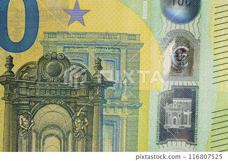 a close-up of the hundred euro of the European Union of the new sample 116807525