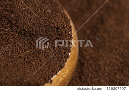 natural ground and roasted coffee for making a drink natural ground and roasted coffee for making a drink 116807597