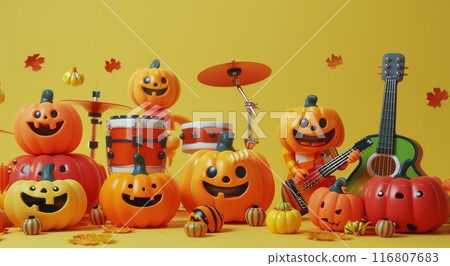 Pumpkin Band Playing Music for Halloween 116807683