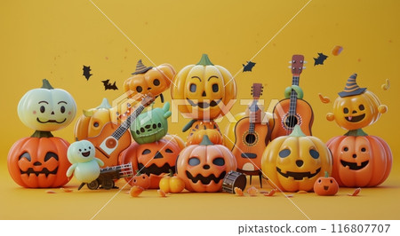 Pumpkin Band Playing Music for Halloween 116807707