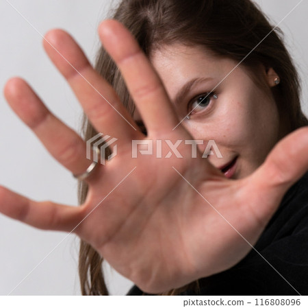 young background hand beautiful look face modern white cap person portrait model hair beauty lady young background hand beautiful look face modern white cap person portrait model hair beauty lady 116808096