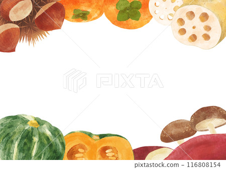 Autumn taste frame 4 watercolor touch 116808154
