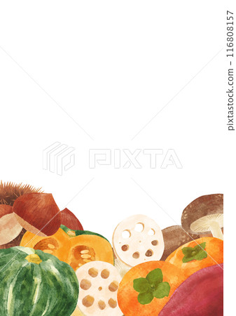 Autumn taste frame 8 watercolor touch 116808157