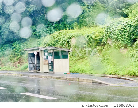 Bus stop in the countryside on a rainy day Bus stop in the countryside on a rainy day 116808365