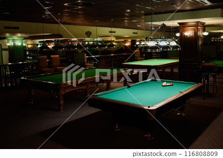 Several tables for playing billiards 116808809