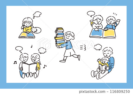 Books and children illustration set 116809250