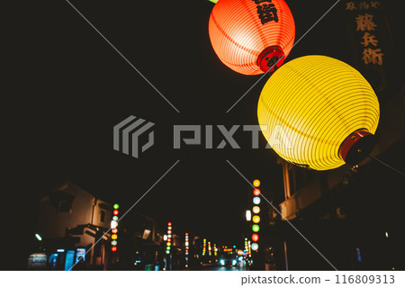 Summer festival lanterns Kawagoe Ichibangai at night a-2 film style 116809313