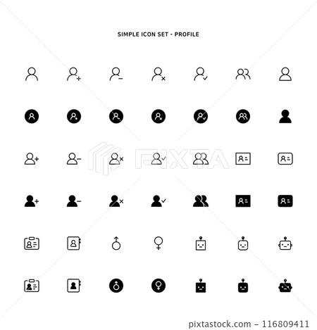 Icon based on the status of personal profile Icon based on the status of personal profile 116809411