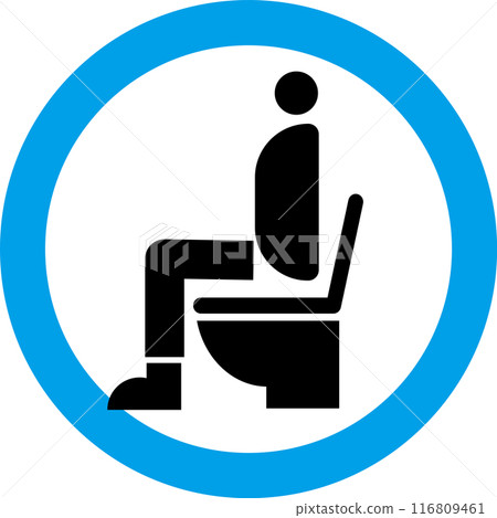 Icon prohibiting squatting on the toilet / Icon explaining the correct way to sit on the toilet Icon prohibiting squatting on the toilet / Icon explaining the correct way to sit on the toilet 116809461