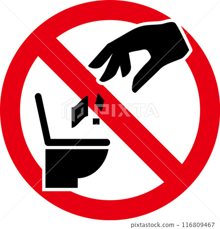 Icon prohibiting throwing garbage or waste paper in the toilet 116809467