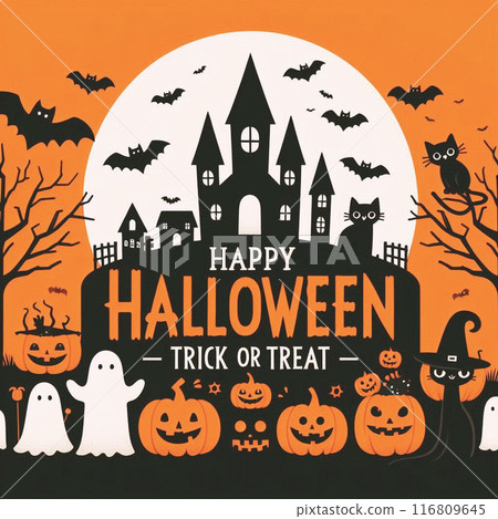 Cute Halloween background illustration 116809645
