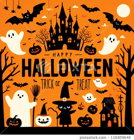 Cute Halloween background illustration 116809646