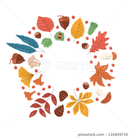 Fall leaves round frame design with copy space Fall leaves round frame design with copy space 116809730