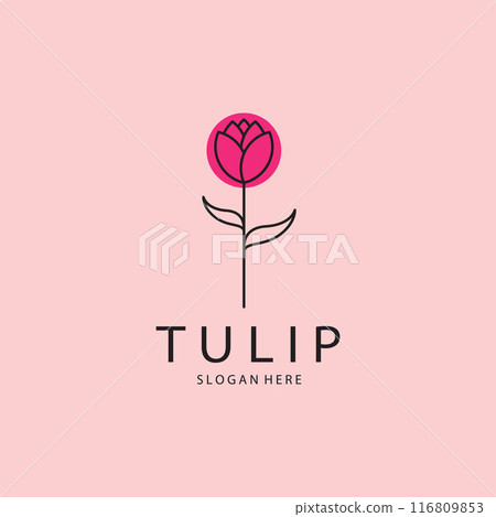 Tulip flower line art logo, icon and symbol, vector illustration design, For salon or cosmetic brand logo template Tulip flower line art logo, icon and symbol, vector illustration design, For salon or cosmetic brand logo template 116809853