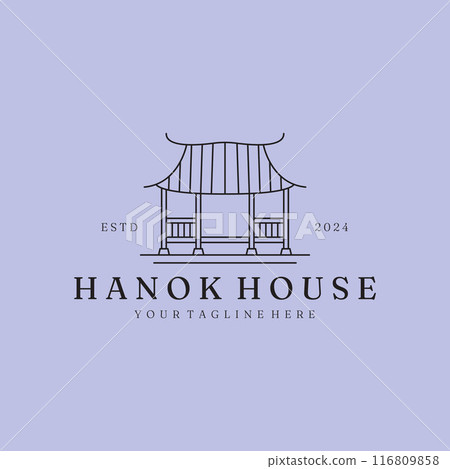 logo Hanok house linear simple vector icon illustration design logo Hanok house linear simple vector icon illustration design 116809858