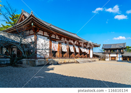 【奈良縣】法隆寺大禮堂，藍天美麗 116810134