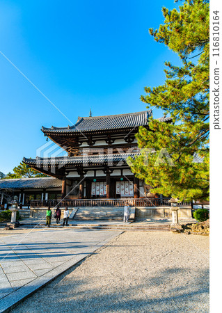 【奈良縣】藍天美麗的法隆寺中門 116810164