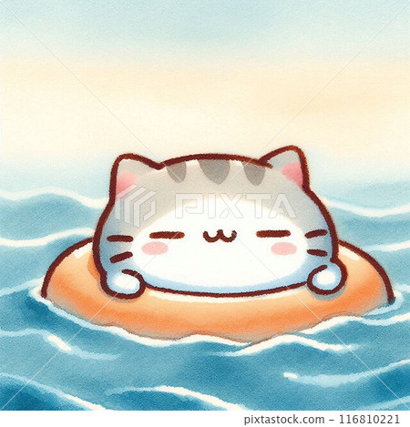 貓在漂浮物中游泳 貓在漂浮物中游泳 116810221