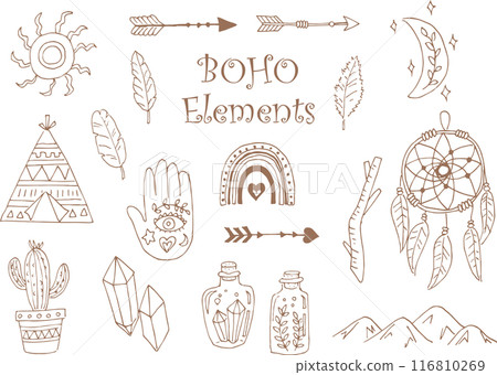 Boho image hand-drawn material set Boho image hand-drawn material set 116810269