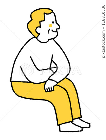 Elderly man sitting and looking at the view Elderly man sitting and looking at the view 116810336