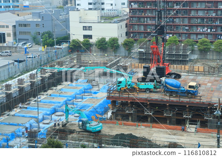High-rise apartment building construction site 116810812