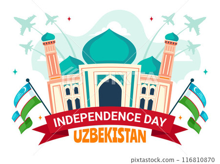 Happy Uzbekistan Independence Day Vector Illustration on September 1st with Uzbek Flag and Ribbon in a National Holiday Flat Style Cartoon Background Happy Uzbekistan Independence Day Vector Illustration on September 1st with Uzbek Flag and Ribbon in a National Holiday Flat Style Cartoon Background 116810870