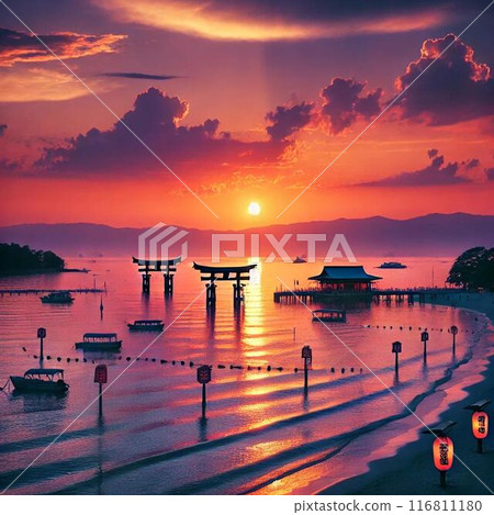 Torii that floats in the sea 116811180