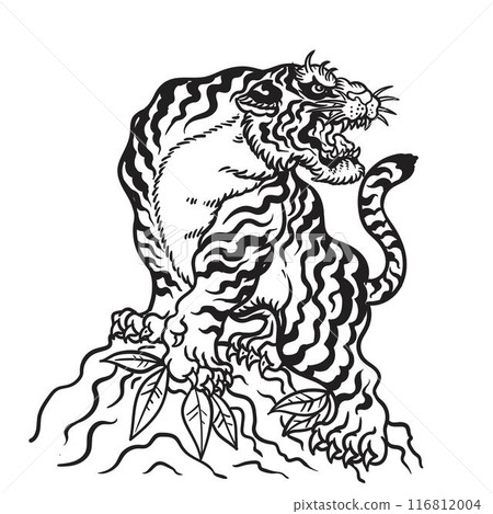 Japanese tiger tattoos ,vector illustration. 116812004