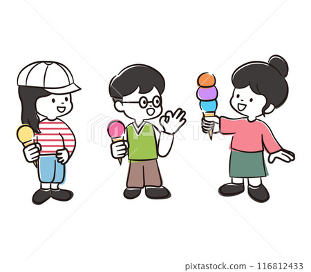 Illustration material of a boy and girl holding ice cream Illustration material of a boy and girl holding ice cream 116812433
