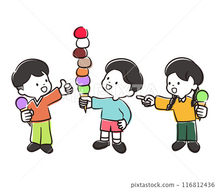 Illustration material of a boy and girl holding ice cream Illustration material of a boy and girl holding ice cream 116812436