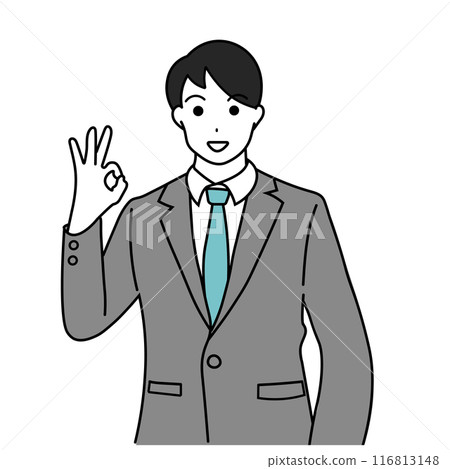 A businessman issuing an OK sign 116813148