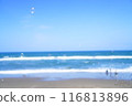 Soap bubbles floating in the sea 116813896