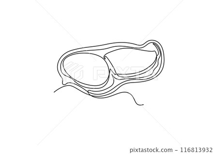 Continuous one line drawing of whole healthy organic roasted peanut for farm logo identity. Fresh delicious groundnut concept for edible seeds icon. Single line draw design vector graphic illustration 116813932