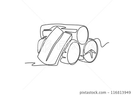 Single continuous line drawing whole healthy organic yuca cassava for plantation logo identity. Fresh woody shrub concept tropical crop icon. Dynamic one line draw graphic design vector illustration Single continuous line drawing whole healthy organic yuca cassava for plantation logo identity. Fresh woody shrub concept tropical crop icon. Dynamic one line draw graphic design vector illustration 116813949