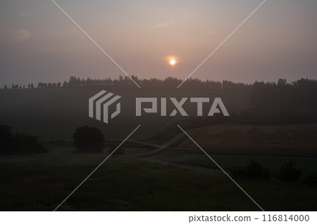 Hills and earth in morning mist Hills and earth in morning mist 116814000